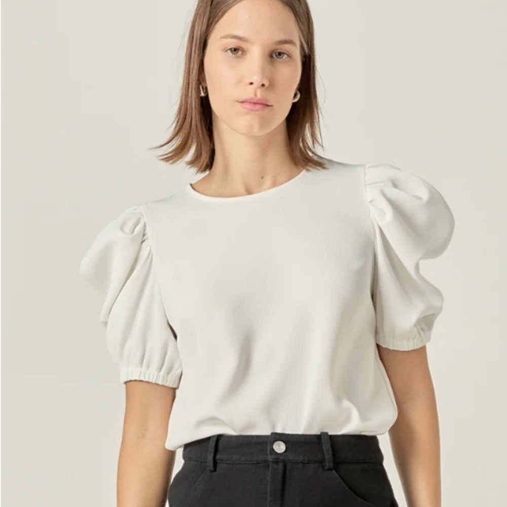 NWT English Factory Ruched Puff Sleeve Top